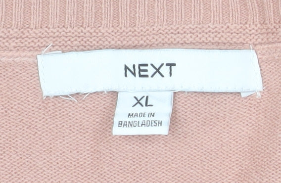 Next Womens Pink XL Acrylic Crew Neck Sequin Pullover Jumper