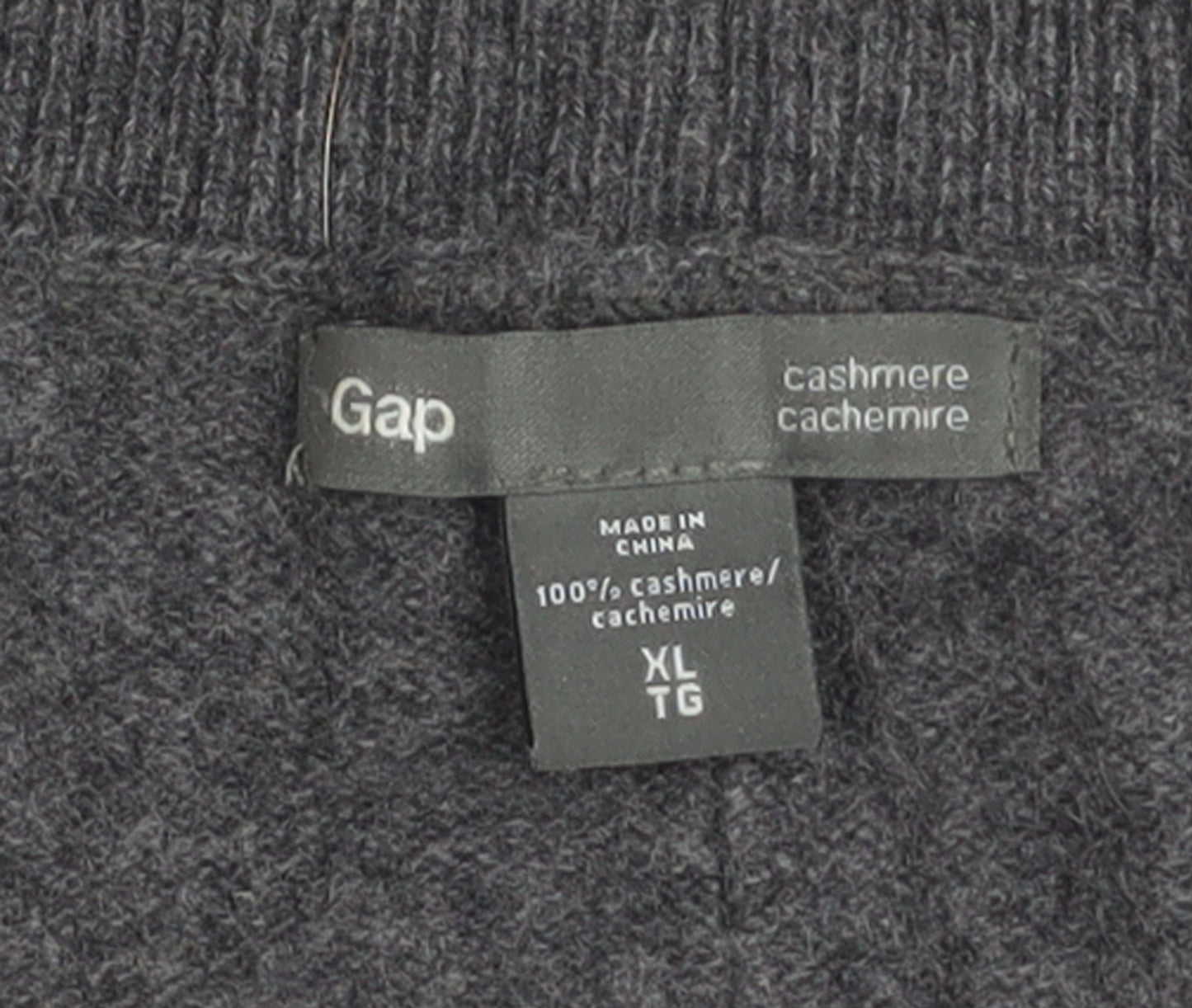 Gap Men's Grey XL Cashmere V-Neck Jumper Classic Knit