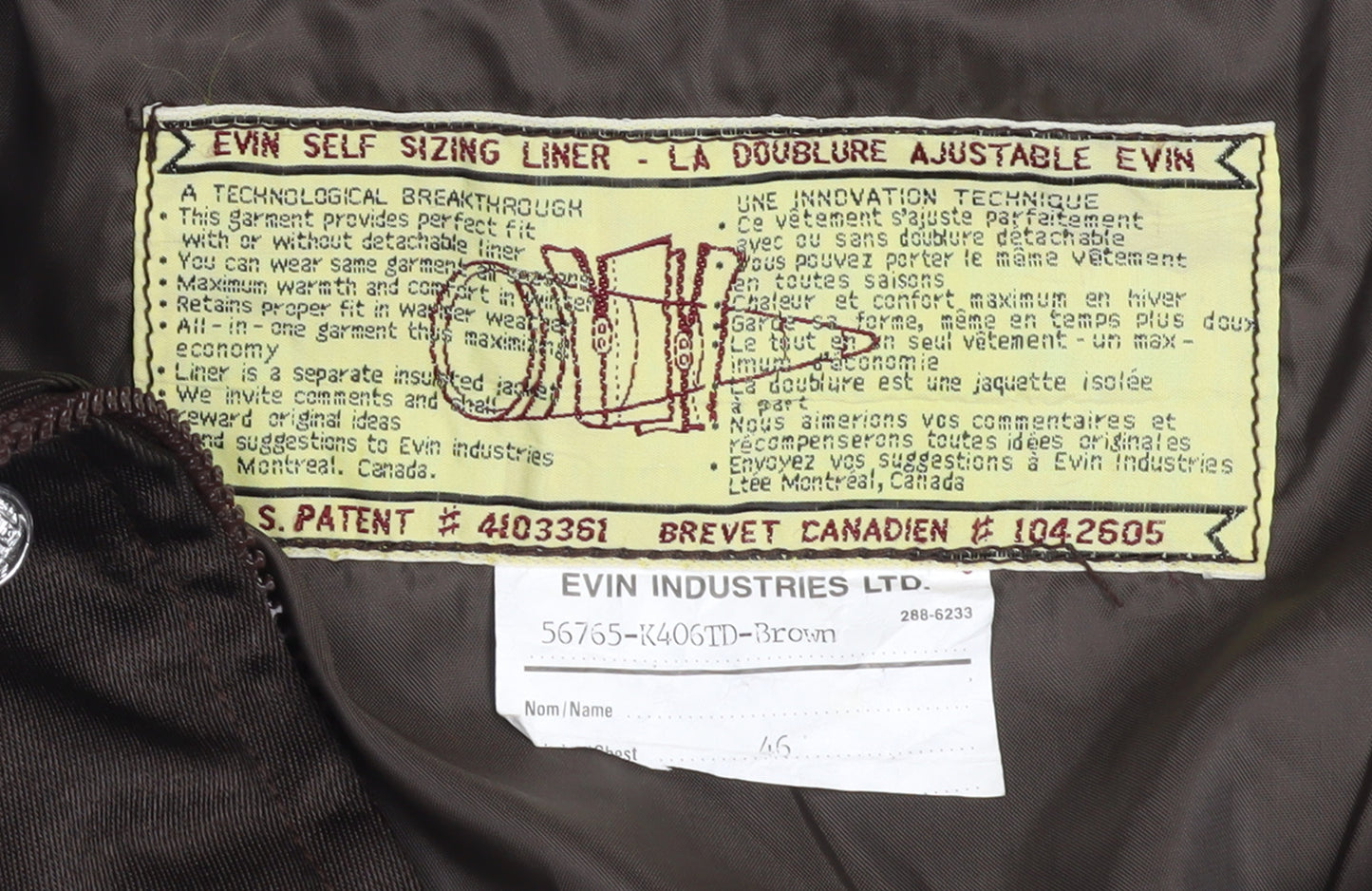 Evin Industries Men's Brown Military Style Polyester Jacket Size 46