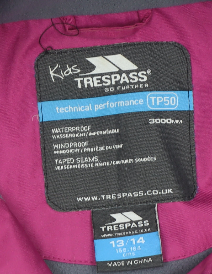 Trespass Girls Pink Waterproof Hooded Rain Jacket 13-14 Years