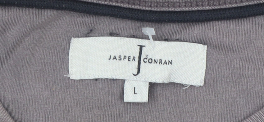 Jasper Conran Men's Grey Ombre Cotton Crew Neck T-Shirt Size L