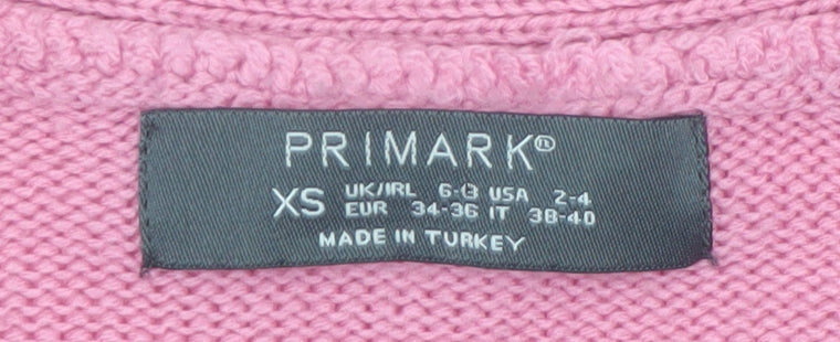 Primark Women Pink Cable-Knit Button Cardigan XS Acrylic
