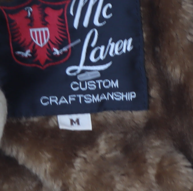 McLaren Women Beige Hooded Mid-Length Coat M Faux Fur Lined