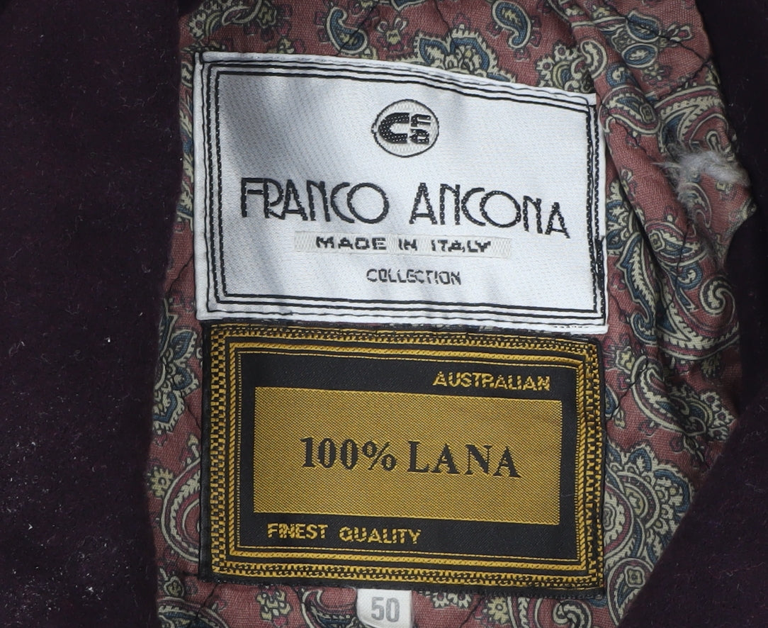 Franco Ancona Men's Brown Wool Overcoat Size 50 Classic Smart
