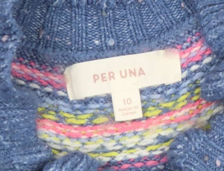 Marks and Spencer Per Una Women Blue Fair Isle Jumper Size 10