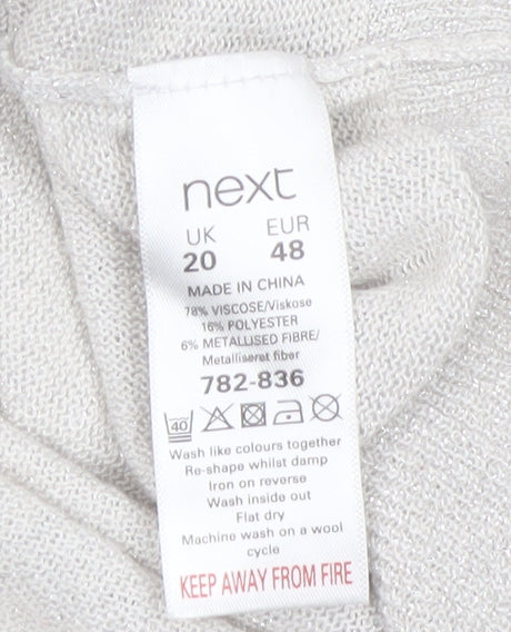 Next Women’s Silver V-Neck Relaxed Fit Jumper Size 20