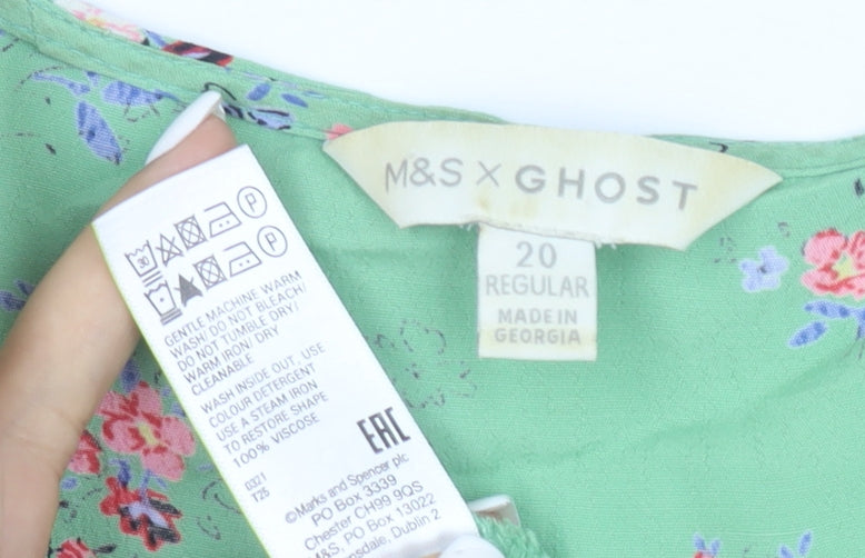 Marks and Spencer Women’s Green Floral A-Line Dress Size 20