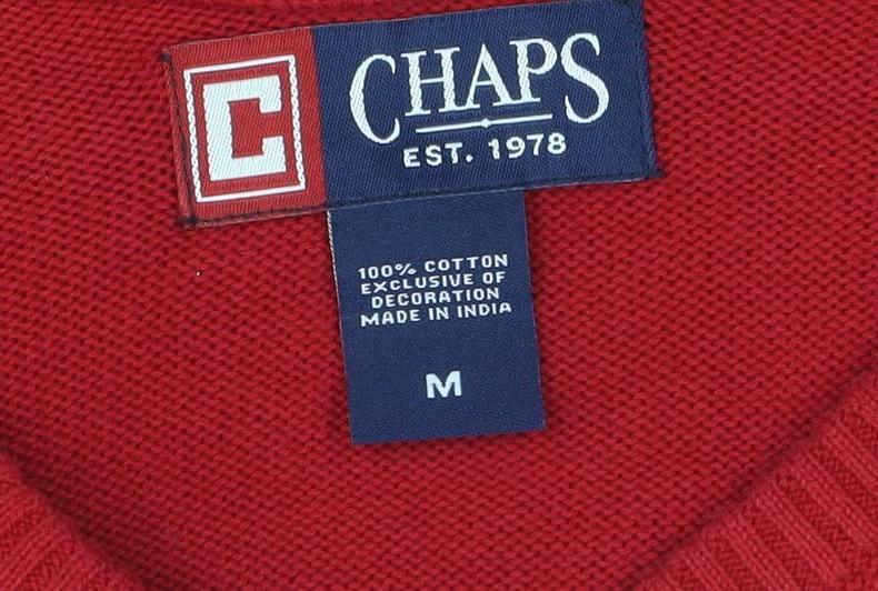 Chaps Men's Red Cotton V-Neck Sleeveless Knit Vest Jumper M