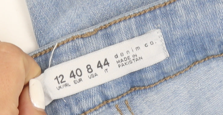 Denim Co. Women's Blue Size 12 Skinny Distressed Jeans