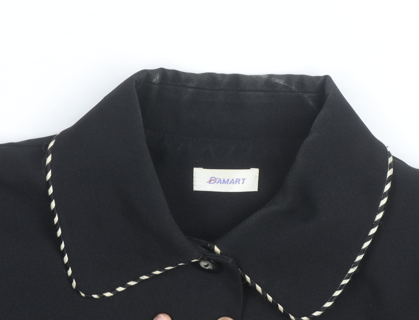 Damart Women Black Size 14 Classic Lined Single-Breasted Blazer