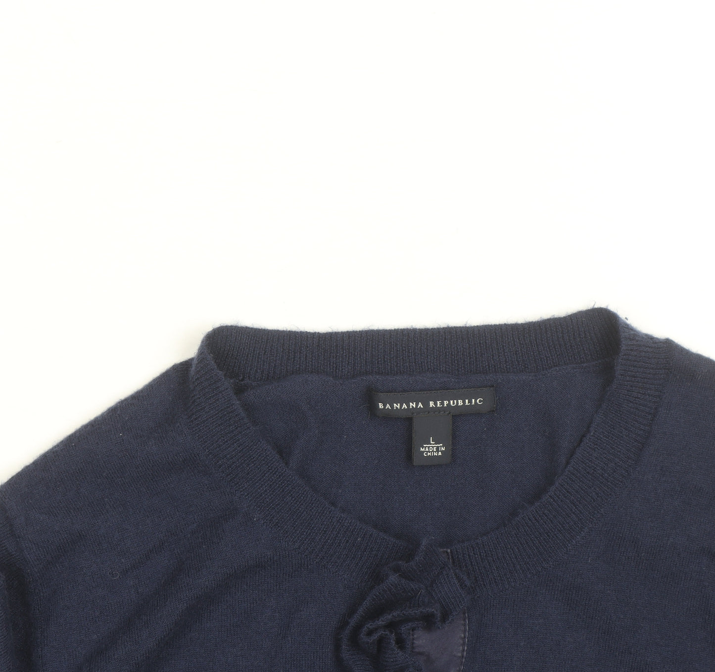 Banana Republic Women's Blue Merino Wool Cardigan L Ruffle Trim