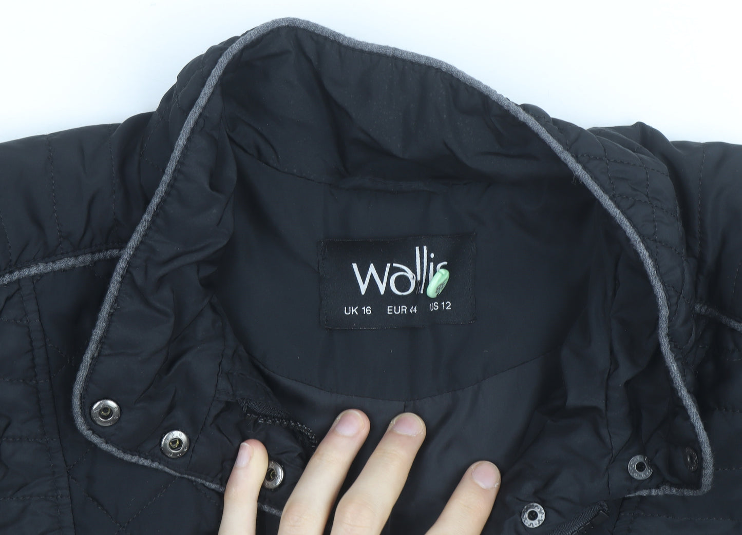 Wallis Womens Black Quilted Mid-Length Jacket Size 16