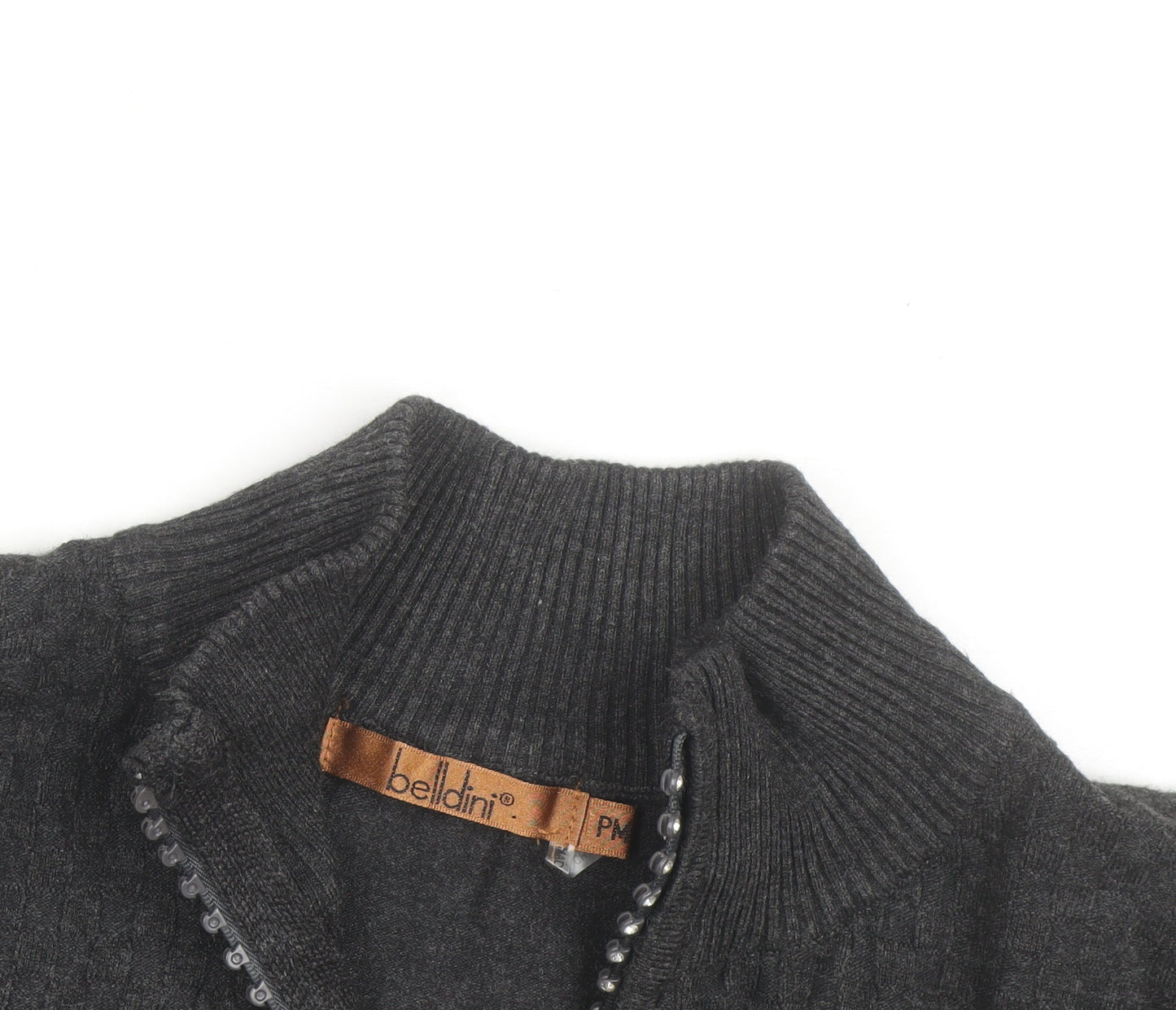 Belldini Women's Black Full Zip Mock Neck Knit Jumper M
