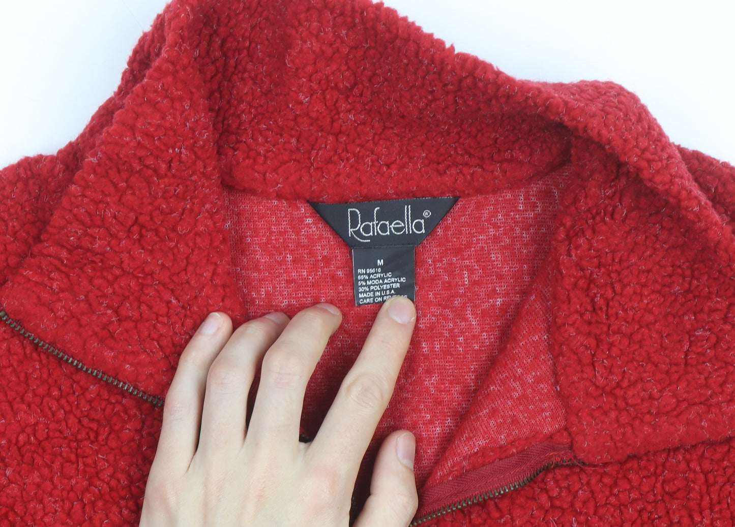 Rafaella Men's Red Argyle 1/4 Zip Fleece Jumper M