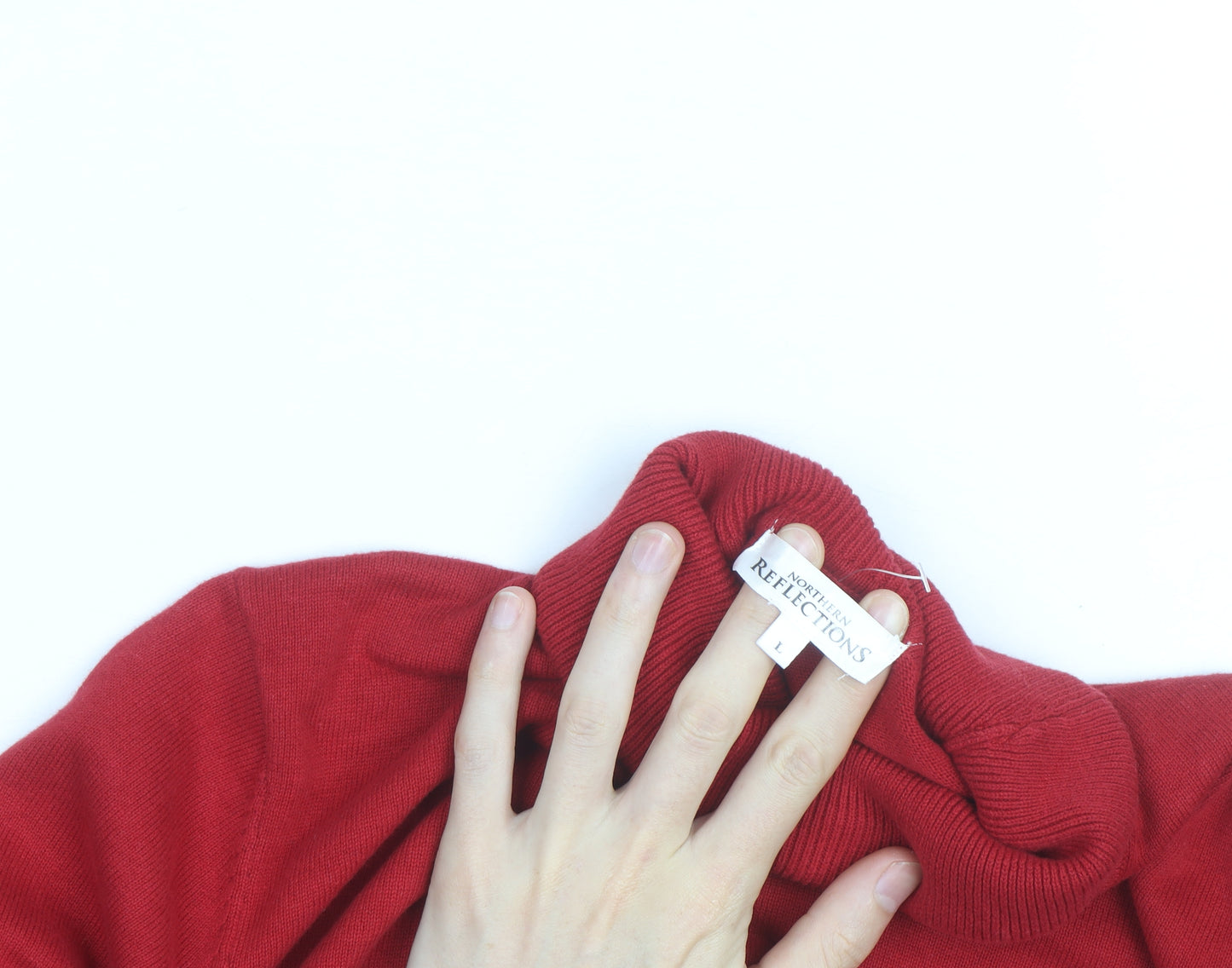 Northern Reflections Men's Red Roll Neck Cotton Jumper L