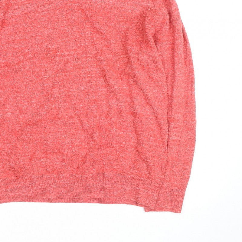 Nautica Men's Red V-Neck Knit Pullover Jumper Size L