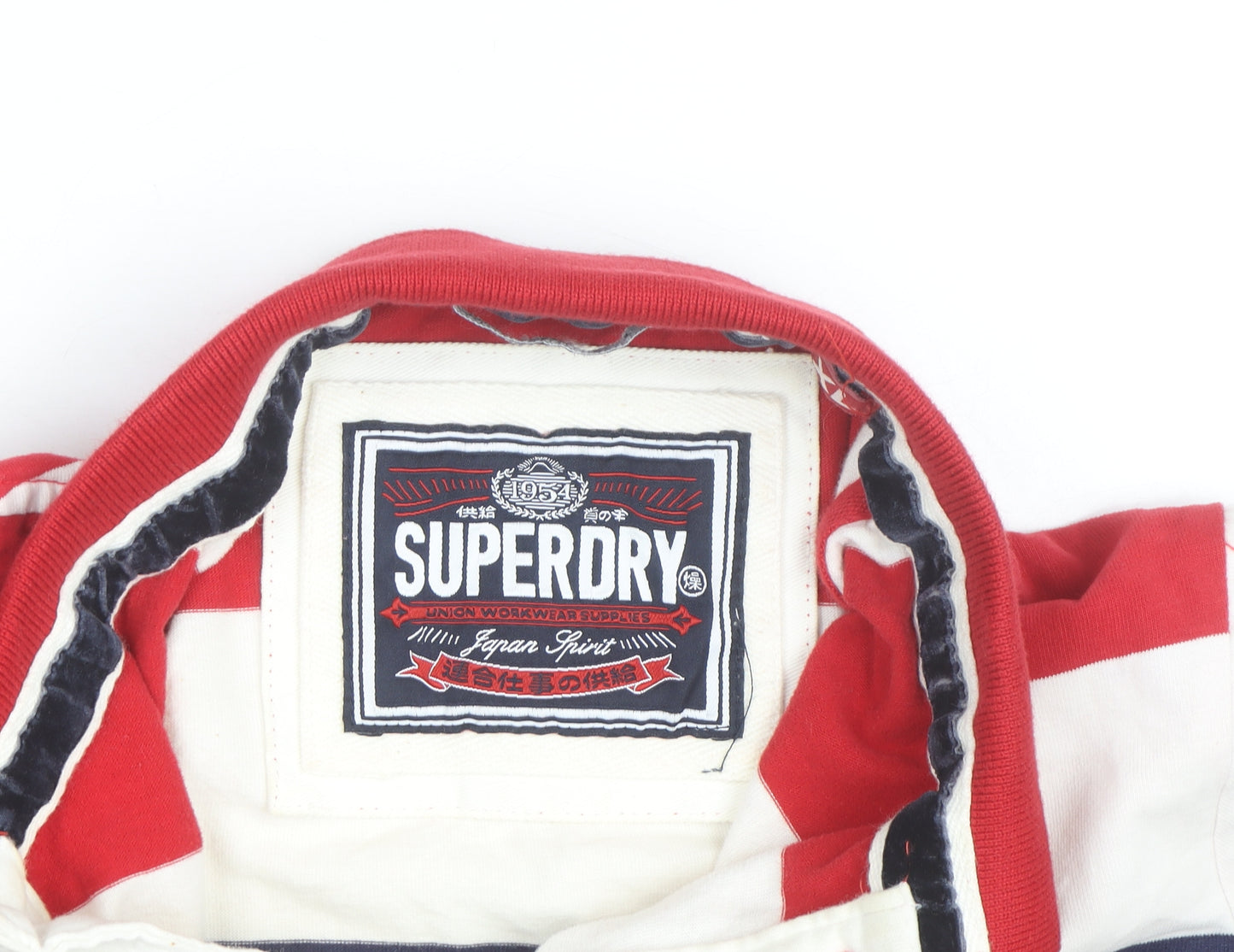 Superdry Men's Red Navy White Striped Polo Shirt XL Classic Fit