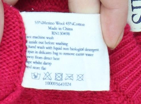 Jack Wills Women's Pink Cable-Knit Jumper UK 8 Merino Wool Blend