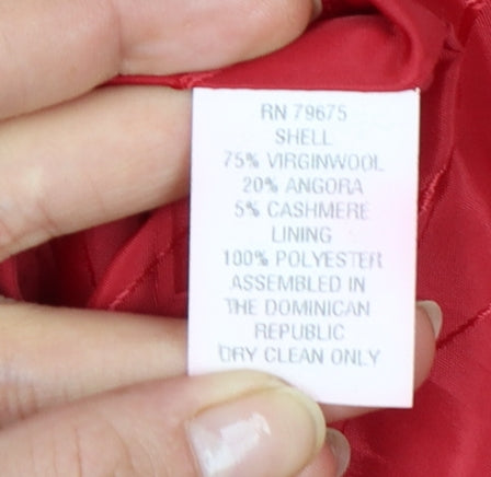 Albert Nipon Women's Red Wool Angora Cashmere Long Overcoat Size 12