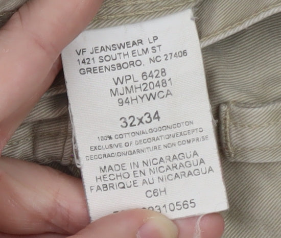 Wrangler Men's Beige Cargo Trousers Size 32x34 Cotton Relaxed Fit