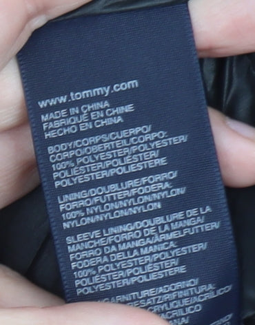 Tommy Hilfiger Men's Black Mid-Length Hooded Puffer Coat M