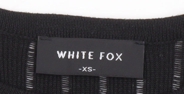 White Fox Women's Black XS Slim Fit Knit Long Sleeve Top