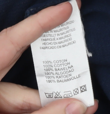 Guess Men’s Blue Logo Crew Neck Cotton T-Shirt Size L Vintage