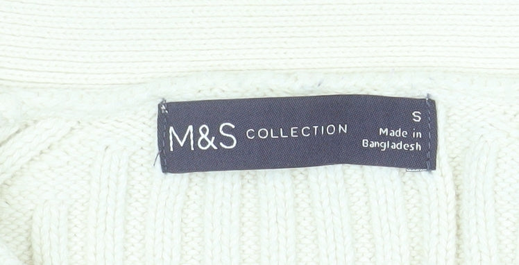 Marks and Spencer Women Cream Pink Striped Cardigan Size S Cotton Knit