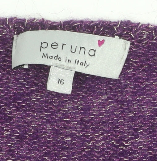 Marks and Spencer Per Una Women's Purple Knit Jumper Size 16