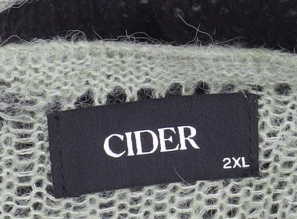 Cider Women's Green Black Distressed Knit Jumper Dress 2XL