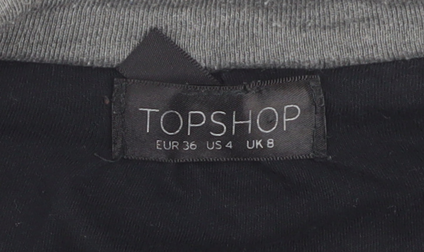 Topshop Womens Grey UK 8 Classic Blazer Jacket Casual Cotton Blend