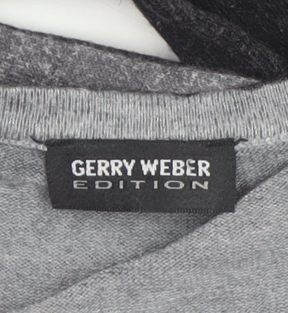 Gerry Weber Women's Black Printed V-Neck 3/4 Sleeve Pullover Jumper Size 10