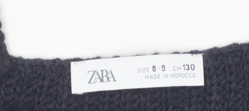 Zara Girls Black Knit Cropped Camisole Top Size 8-9 Years Cotton Blend
