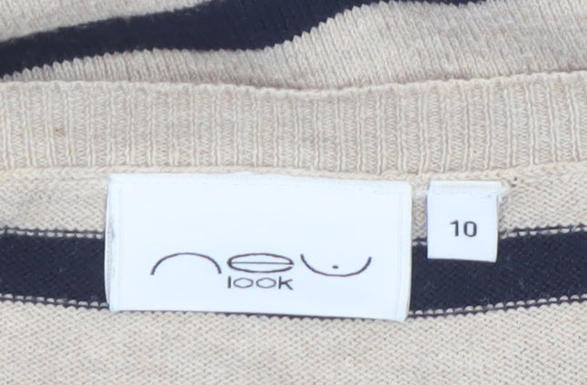 New Look Women Beige Stripe Pullover Jumper Size 10