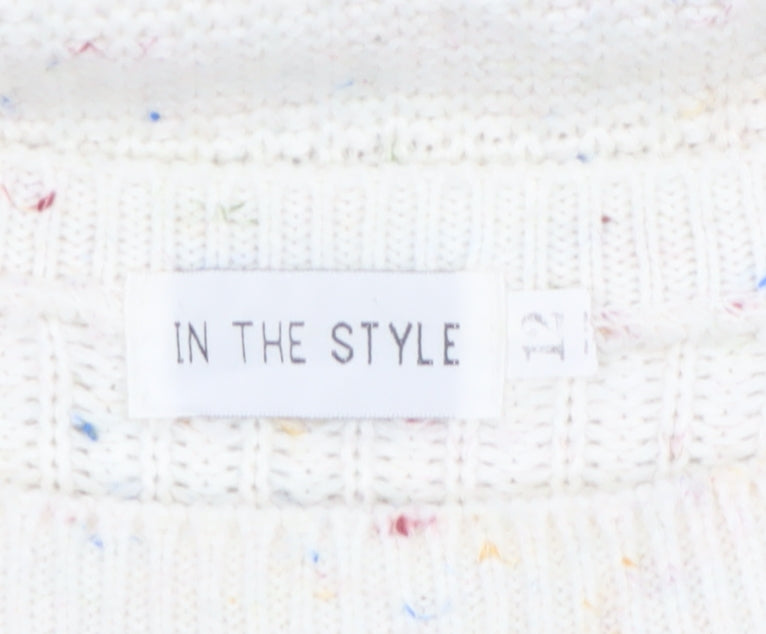 In The Style Women's Ivory Chunky Knit Pullover Jumper Size S