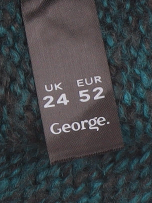 George Women’s Green Cable Knit Cardigan UK 24 Acrylic Roll Neck