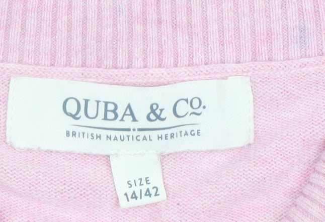 Quba & Co Women Pink Size 14 Roll Neck Jumper Long Sleeve Cotton Knit