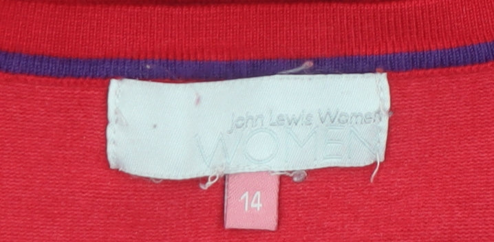 John Lewis Women Red Cotton Long Sleeve Jumper Size 14
