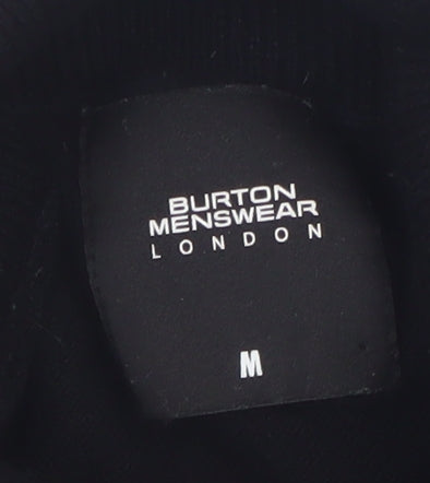Burton Menswear London Black Roll Neck Jumper Men M Cotton Knit