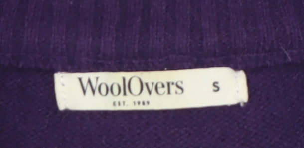 WoolOvers Women's Purple Full Zip Mock Neck Lambswool Jumper Size S