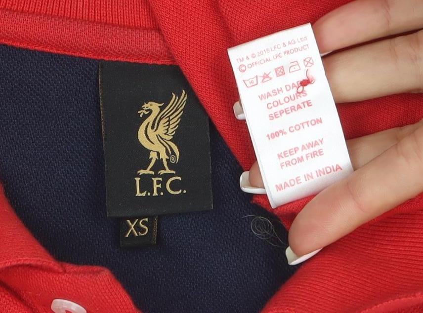 LFC Men’s Red Long Sleeve Polo Shirt XS 100% Cotton Embroidered