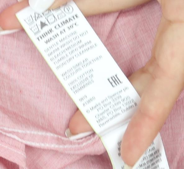 Marks and Spencer Men's Pink Button-Down Long Sleeve Cotton Shirt XL