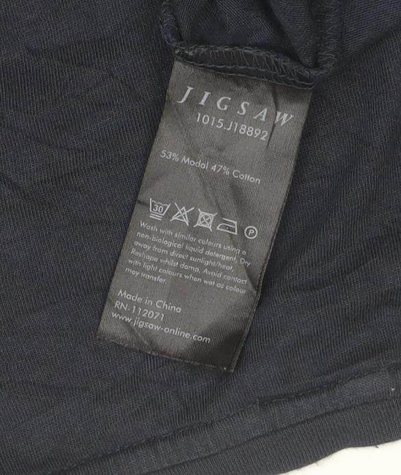 Jigsaw Women's Blue Long Sleeve Basic Jersey Top Size M