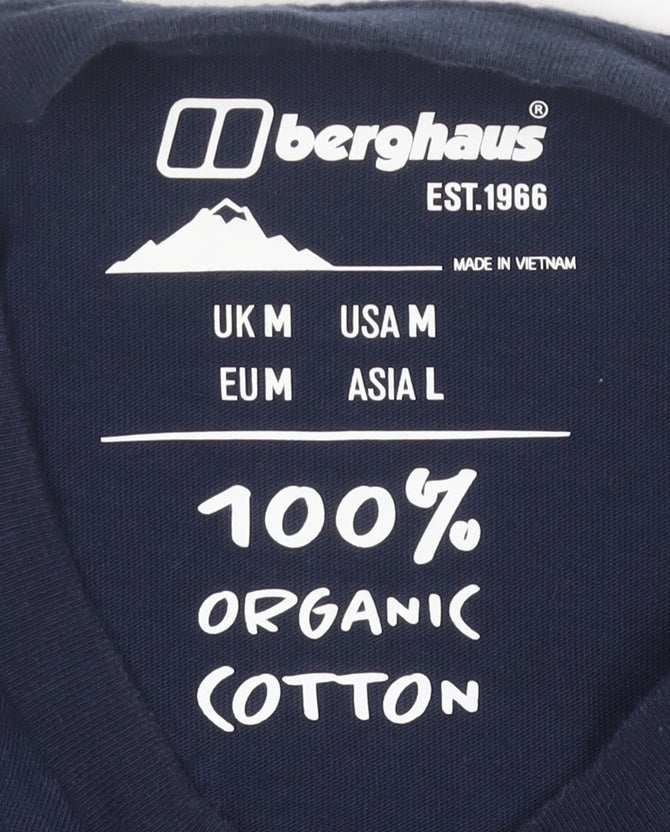 Berghaus Men's Blue Short Sleeve Organic Cotton Logo T-Shirt M