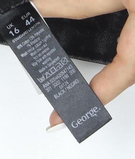 George Women's Black Straight Leg Stretch Jeans Size 16 Regular