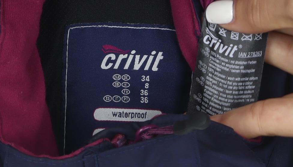 Crivit Womens Blue Waterproof Windproof Full Zip Jacket Size 8