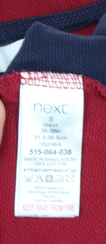 Next Mens Red Blue Colourblock Polo Shirt Size S 100% Cotton