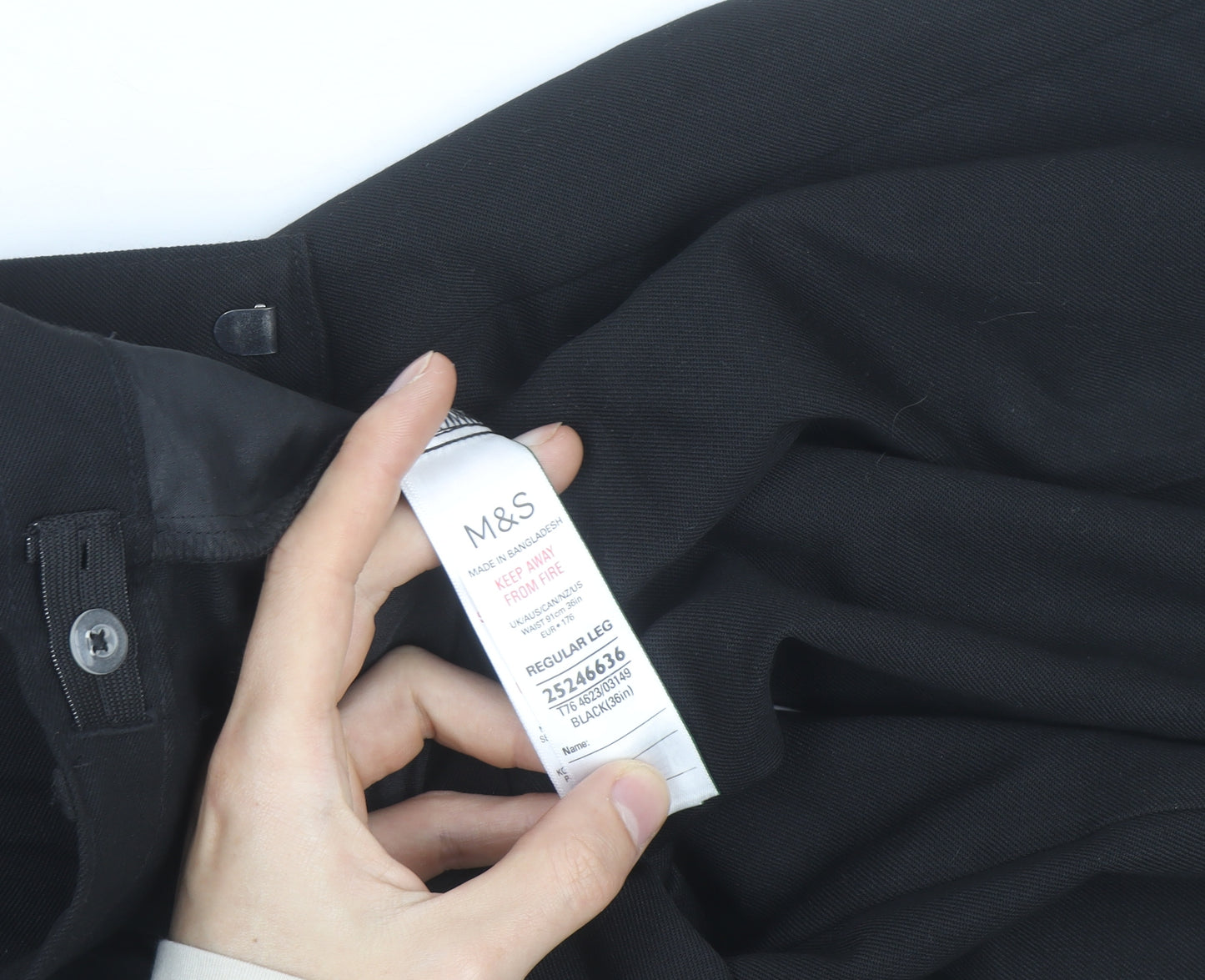Marks and Spencer Men's Black Regular Fit Dress Pants 31W 31L