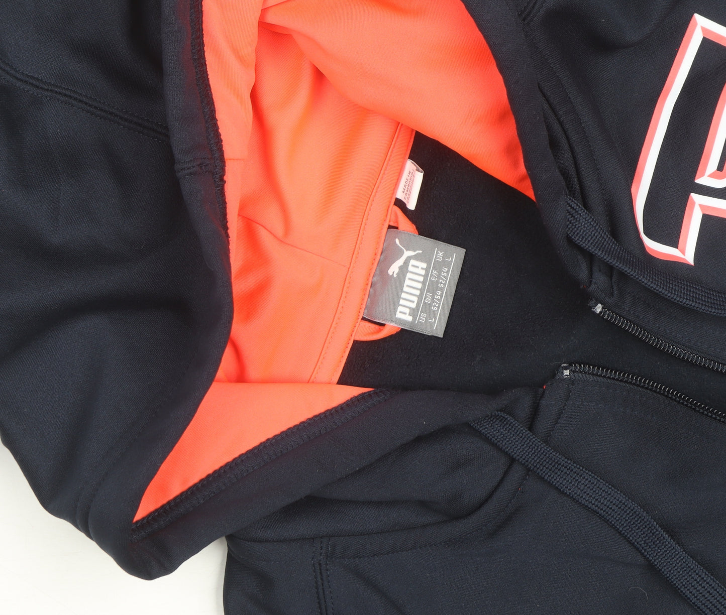 Puma Mens Blue Full Zip Hoodie Size L Sports Fleece Sweatshirt