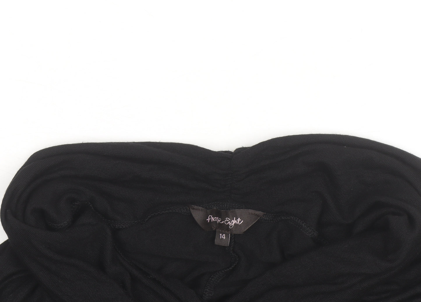 Phase Eight Black Viscose Tunic Top Womens Size 14 Cowl Neck Long Sleeve